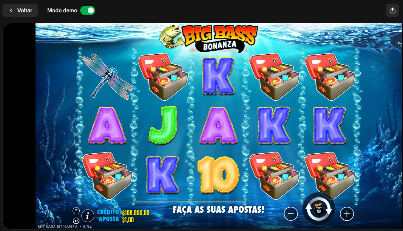 Big Bass Bonanza demo no 1win — interface em português