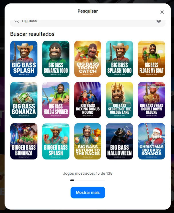 Série Big Bass Bonanza no catálogo — todas as versões disponíveis
