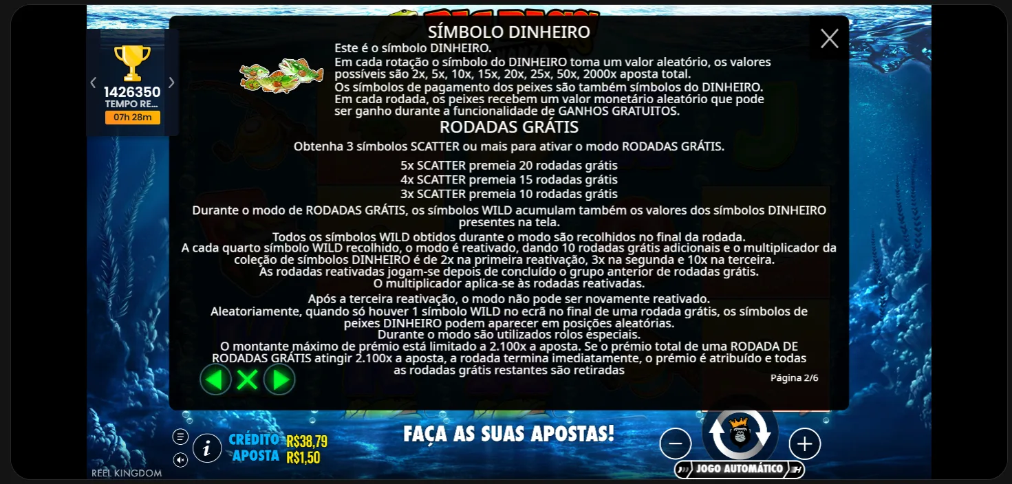 Big Bass Bonanza — botão Spin