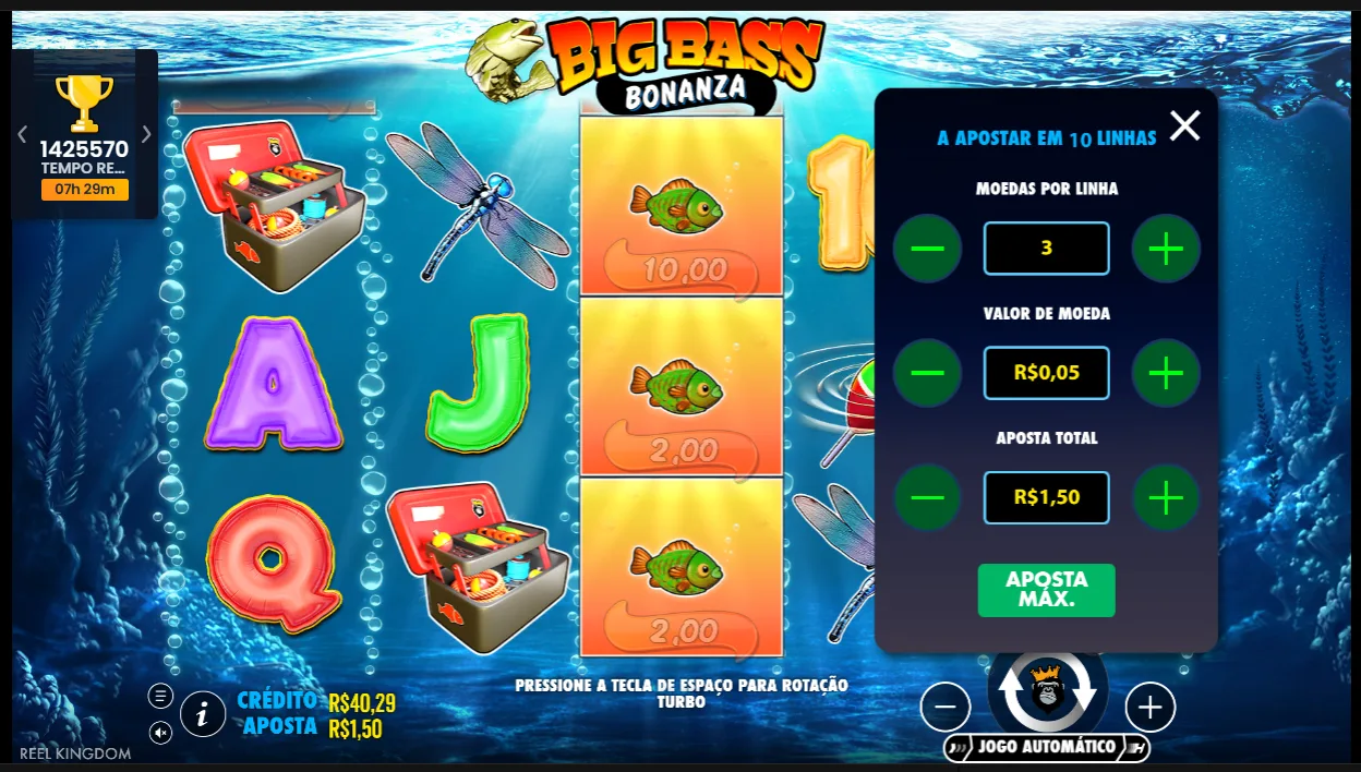 Big Bass Bonanza — configuração de apostas